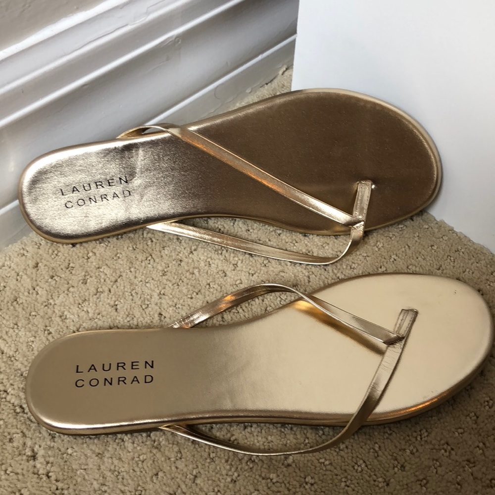 Lauren Conrad Gold summer sandals NWOT